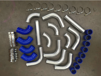 3"76MM Aluminum Universal Intercooler Turbo Piping Blue hose T-Clamp kits 12pcs