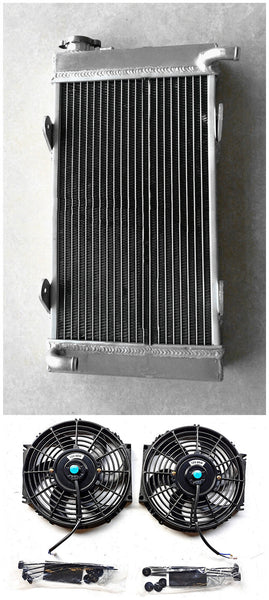 50mm Aluminum Radiator & fans FOR Go Kart go-kart karting 17 3/4"W x 9 1/2"H x 2"T size