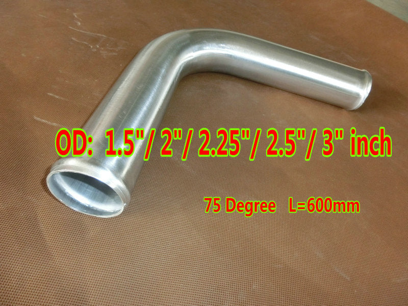 CHR 75 Degree 38mm/51mm/57mm/63mm/76mm L=600mm Elbow Aluminum Hose Turbo Intercooler Pipe Piping OD 1.5"/2"/2.25"/2.5"/3" inch