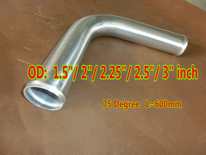 CHR 75 Degree 38mm/51mm/57mm/63mm/76mm L=600mm Elbow Aluminum Hose Turbo Intercooler Pipe Piping OD 1.5"/2"/2.25"/2.5"/3" inch