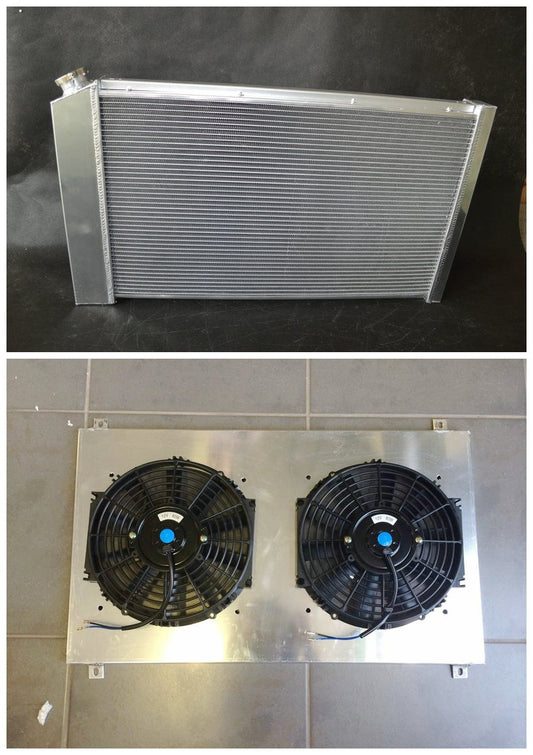 Aluminum Radiator + Shroud Fans For 1970-1981 Pontiac Firebird Trans Am V8 4.3L/4.9L/5.0L/5.7L/6.6L/7.5L 265 301 305 350 400 455