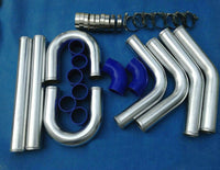 For 2.25" 57MM Universal Aluminum Intercooler Turbo Pipe Piping Kit& Blue hose