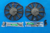 2 * 10" inch Universal Electric Radiator RACING COOLING Fan + mounting kit black