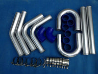 For 2.25" 57MM Universal Aluminum Intercooler Turbo Pipe Piping Kit& Blue hose