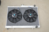 Performance aluminum alloy radiator for Nissan Skyline R33 R34 GTR GTS-T & 2 Fans