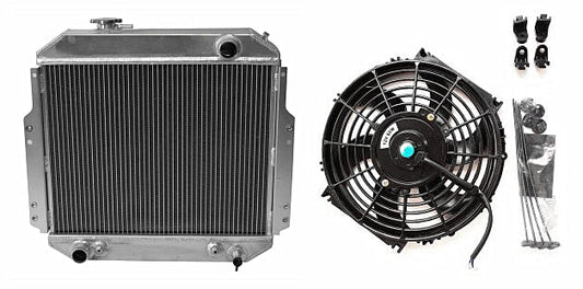 Aluminum radiator & fan For 1988-1992 Nissan Forklift A10-A25 H20 1988 1989 1990 1991 1992