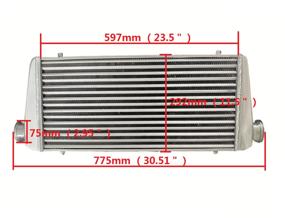 30" x 12" x 3" FMIC Aluminum Turbo Intercooler Universal 76mm 3" Inlet/Outlet