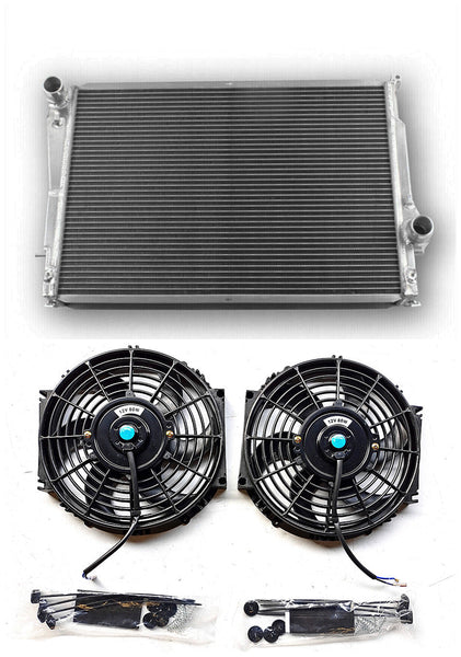 2 Row Aluminum Radiator& FANS For 1999-2006 BMW E46 3-SERIES L6 2.2L 2.5L 2.8L 3.0L M/T 1999 2000 2001 2002 2003 2004 2005 2006