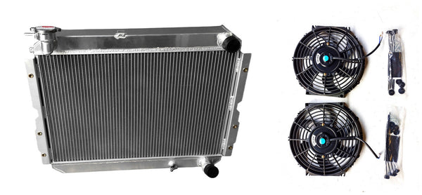 Aluminum Radiator & fans For 1980-1990 Toyota Landcruiser 60 Series HJ60 HJ62 HJ61 MT  HJ47 4.0 D