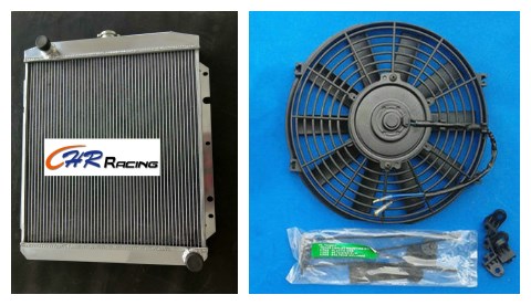 3 Rows Aluminum Radiator & Fans For Buick Special / Super / Roadmaster with Chevy l8 V8 Engine MT 1950 1951 1952